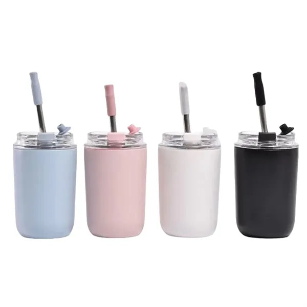 Portable Insulated Cup with Lid & Straw (280ml)