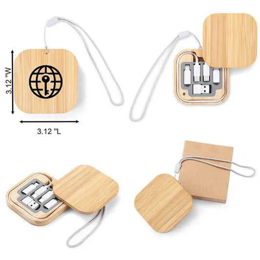 Bamboo Storage with Quick-Charge Cables