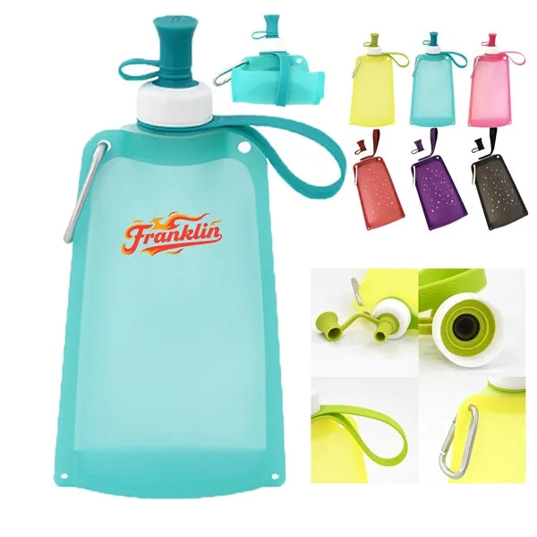 18 oz Foldable Food-Grade Silicone Water Bottle