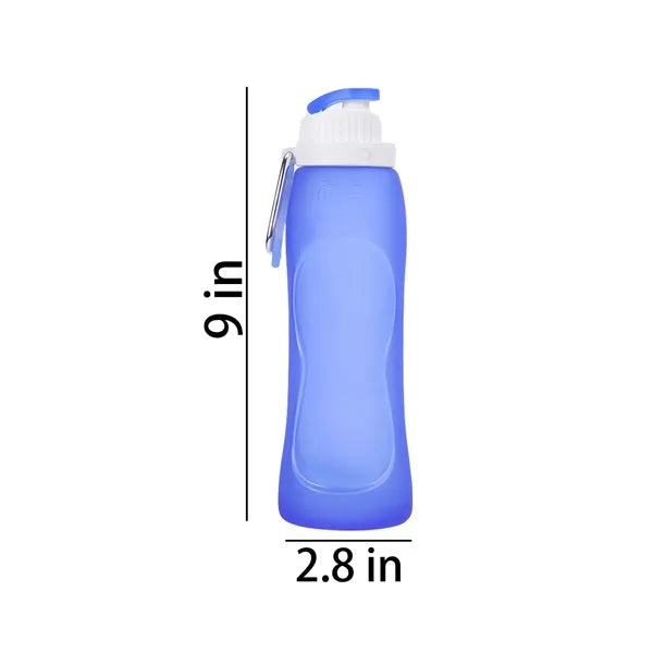 Foldable Platinum Silicone Water Bottle W/ Hook