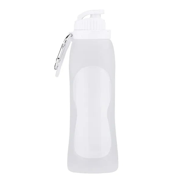 Foldable Platinum Silicone Water Bottle W/ Hook
