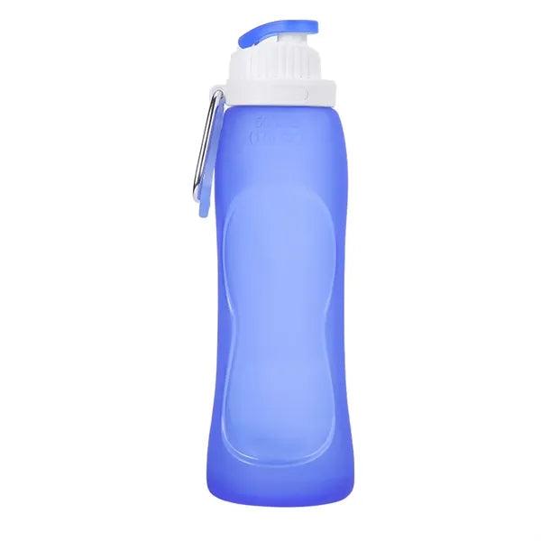 Foldable Platinum Silicone Water Bottle W/ Hook