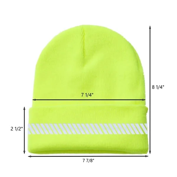 One-Size Acrylic Knit Beanie with Reflective Strip