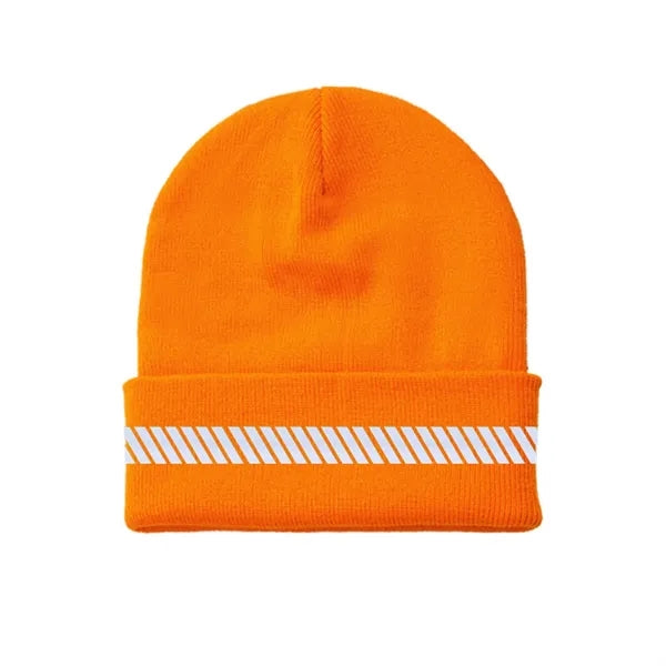 One-Size Acrylic Knit Beanie with Reflective Strip