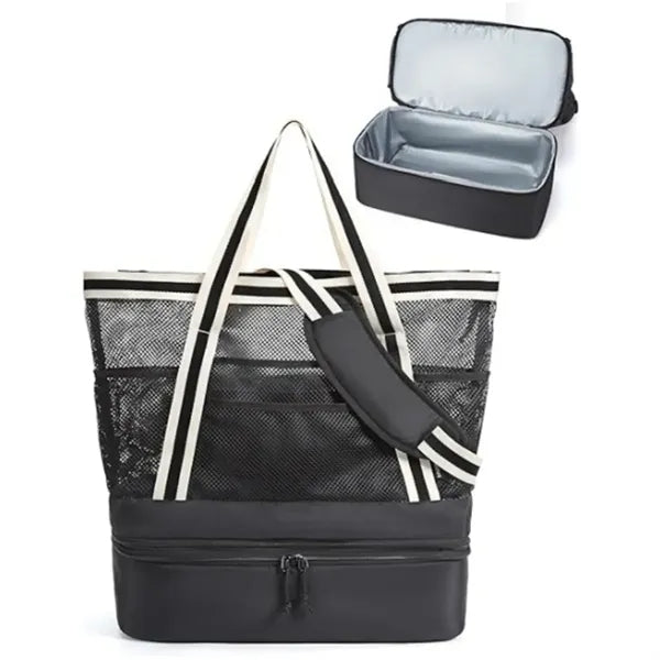 2 in 1 Mesh Insulated Cooler Beach Tote Bag