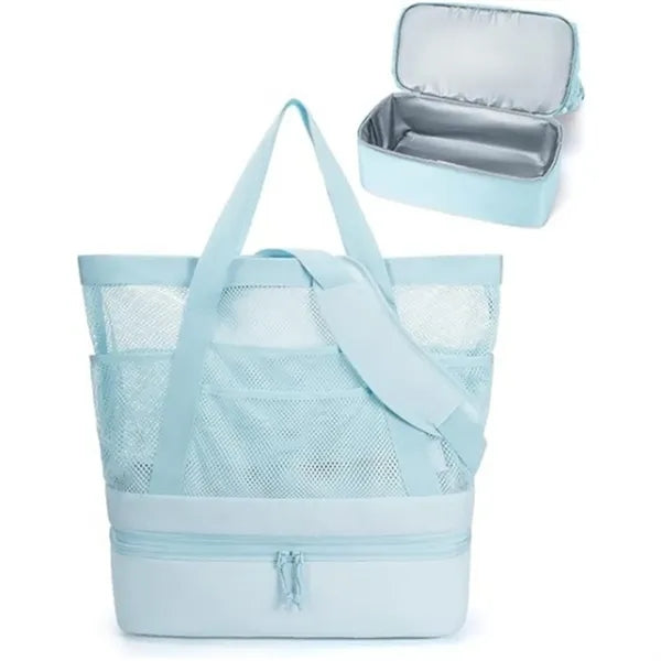2 in 1 Mesh Insulated Cooler Beach Tote Bag