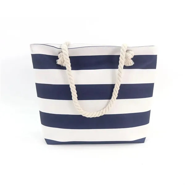 17in Striped Rope Handle Waterproof Large Tote Bag