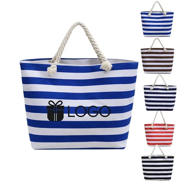 19in Striped Rope Handle Comfort Durable Tote Bag