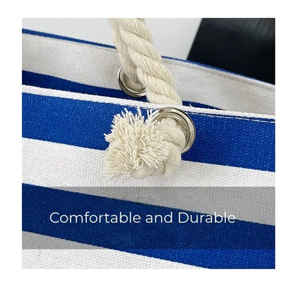 19in Striped Rope Handle Comfort Durable Tote Bag