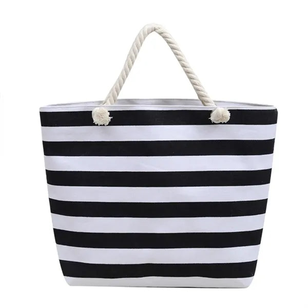 19in Striped Rope Handle Comfort Durable Tote Bag