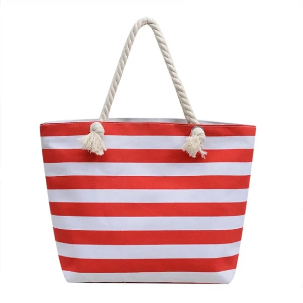 19in Striped Rope Handle Comfort Durable Tote Bag