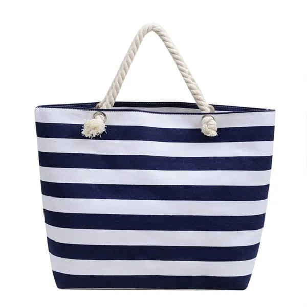 19in Striped Rope Handle Comfort Durable Tote Bag