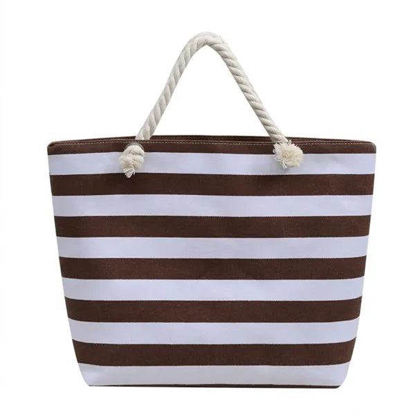 19in Striped Rope Handle Comfort Durable Tote Bag