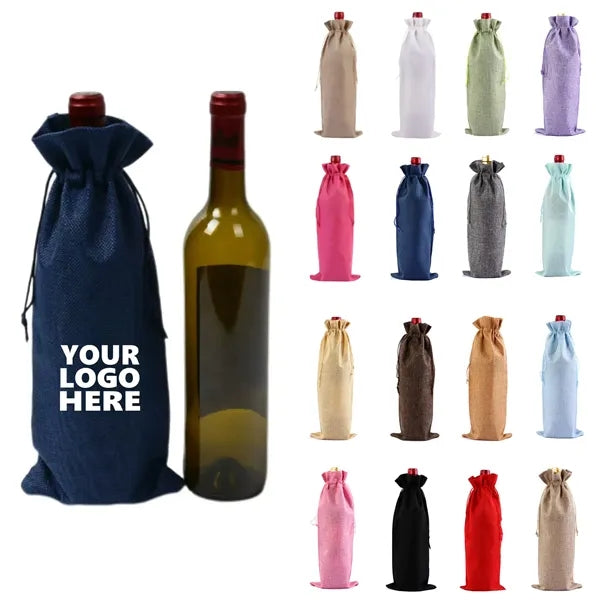 Linen-Effect Red Wine Packaging Bag