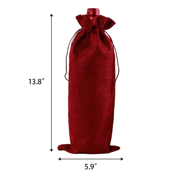 Linen-Effect Red Wine Packaging Bag