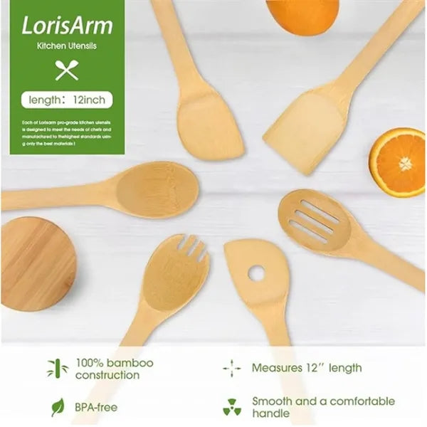 6pcs Bamboo Kitchen Utensils