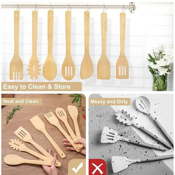 6pcs Bamboo Kitchen Utensils