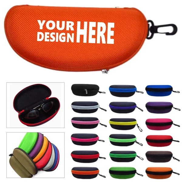Portable EVA Sunglasses Case with Zipper & Clip-On