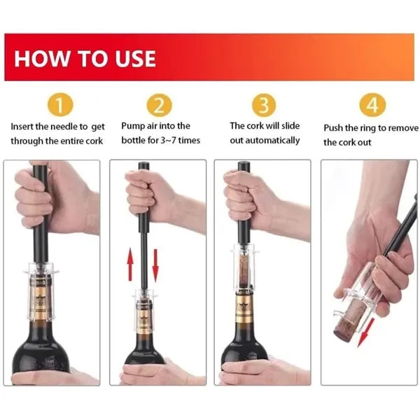 Air Pressure Pump Bottle Opener With Foil Cutter