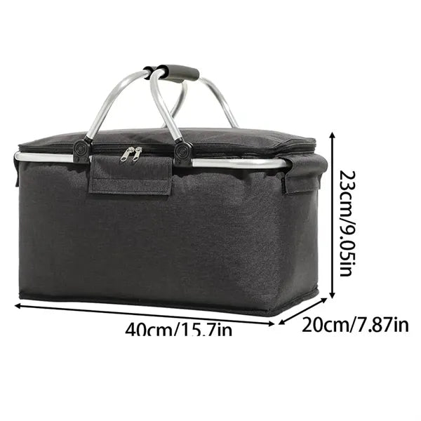 Foldable Insulated Picnic Basket with Handles
