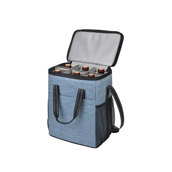 6 Bottle Pockets Oxford Wine Cooler Bag
