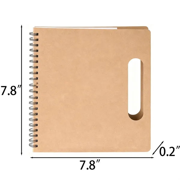 Eco-Friendly Brown Paper Sticky Notes Spiral Notebook w/ Pen