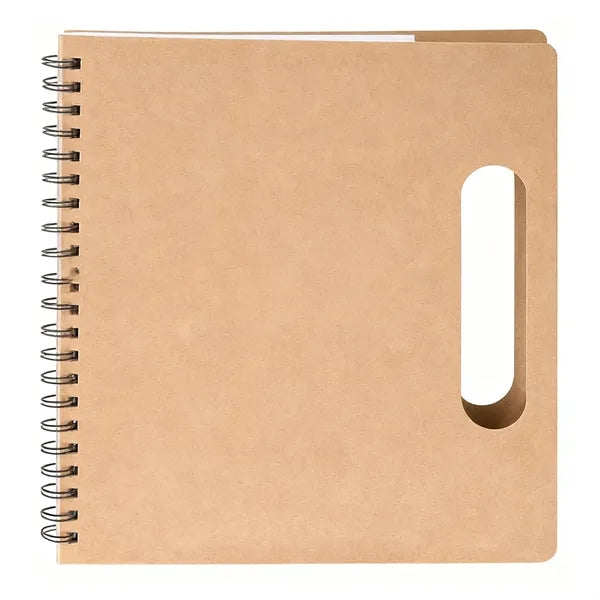 Eco-Friendly Brown Paper Sticky Notes Spiral Notebook w/ Pen