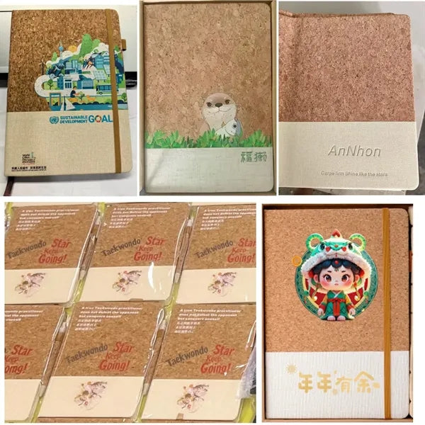 Eco-Friendly A5 Two-Tone PU Cork Cover Notebook