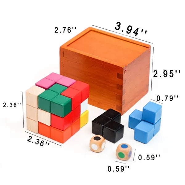 Kids Wooden Cube Puzzle Toy Set w/ Box