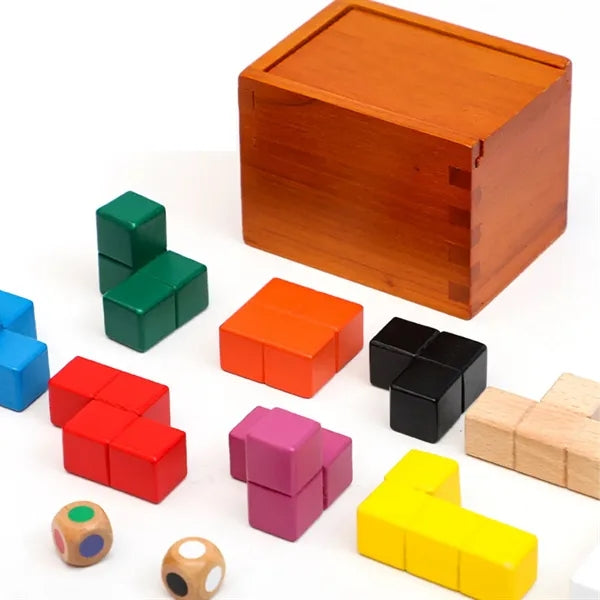 Kids Wooden Cube Puzzle Toy Set w/ Box