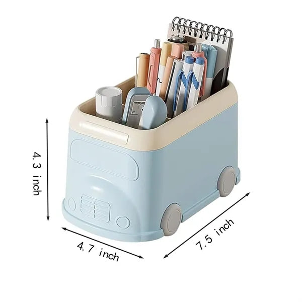 Bus Shaped Pen Pot Desk Organizer Case Cosmetic Brush Holder