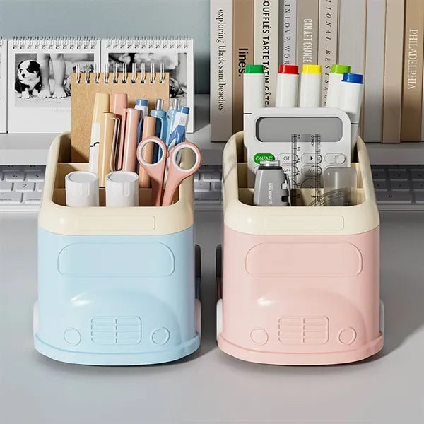 Bus Shaped Pen Pot Desk Organizer Case Cosmetic Brush Holder