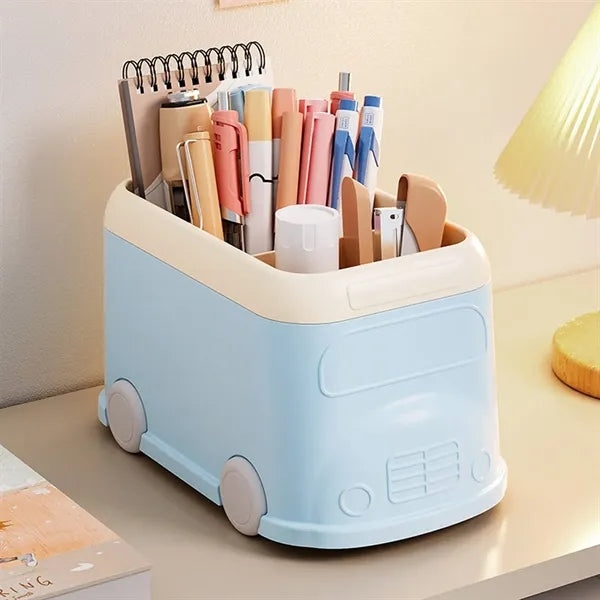 Bus Shaped Pen Pot Desk Organizer Case Cosmetic Brush Holder