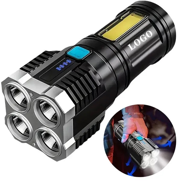 Outdoor 4 Core LED Rechargeable Flashlight with Side Light