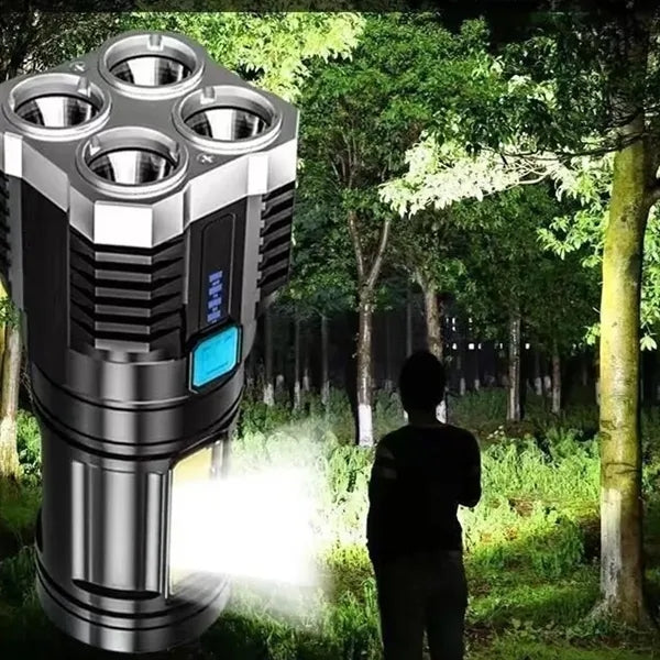 Outdoor 4 Core LED Rechargeable Flashlight with Side Light