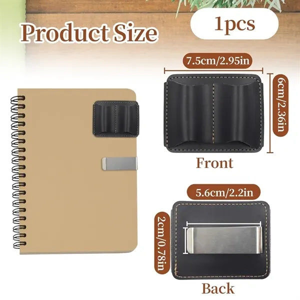 Leather Pen Holder Clip for Notebook Journal Double Slot