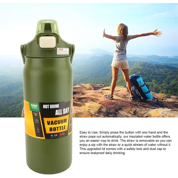 27 OZ Portable large Capacity Stainless Steel Straw Bottle