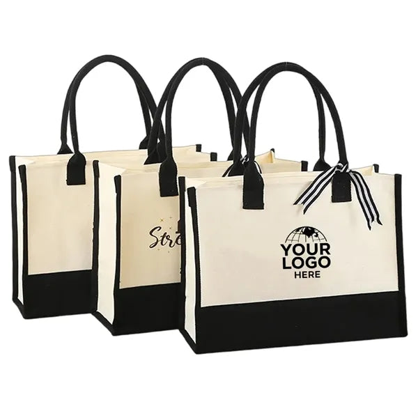 Initial Canvas Beach Tote Bag