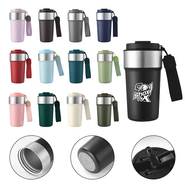 Portable Stainless Steel Straw Coffee Bottle With String