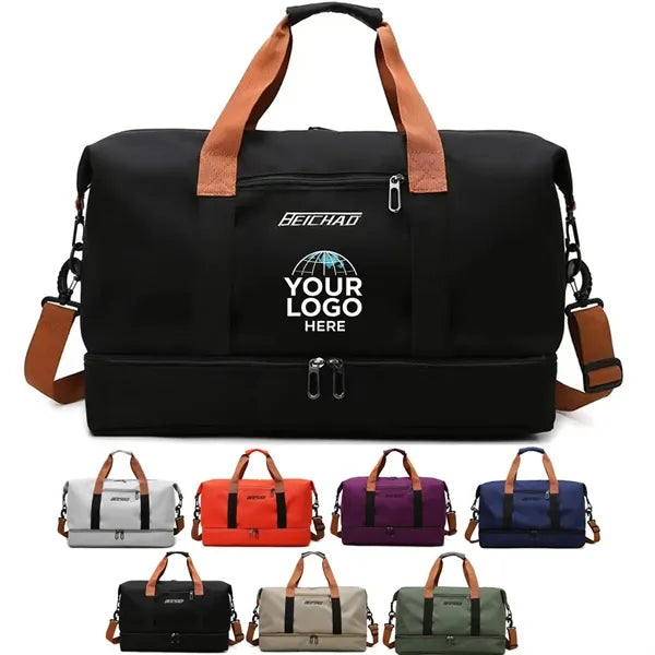 Waterproof Travel Gym Duffel Tote Bag with Shoe Compartment