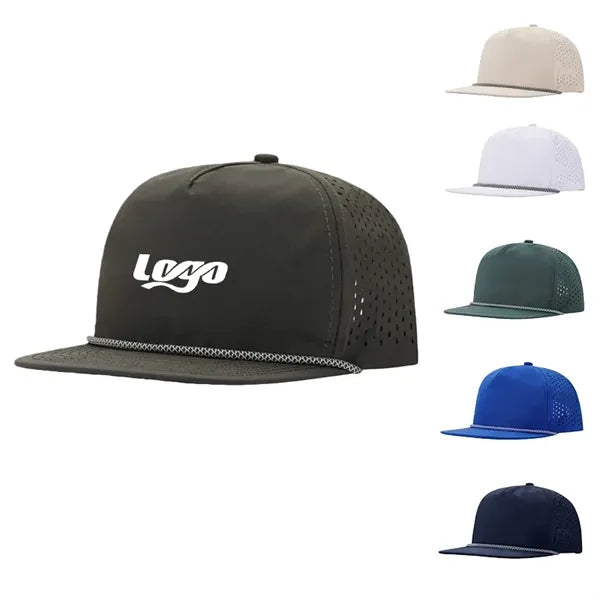Mesh Structured Snapback Cap w/ Rope