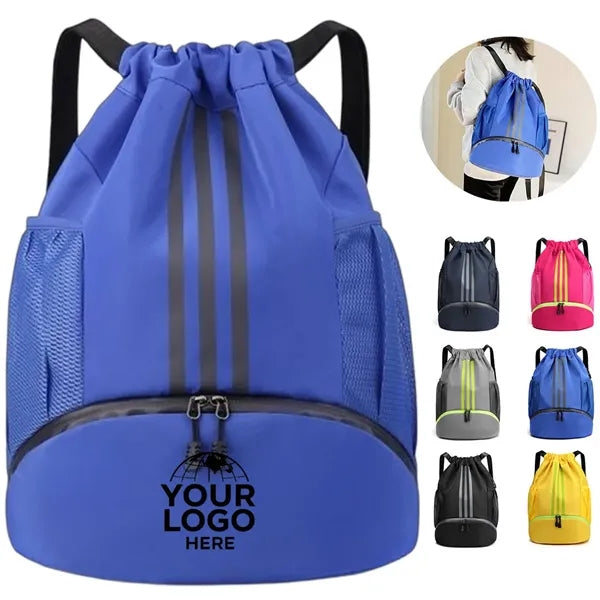 Waterproof Sports Drawstring Backpack with Shoe Compartment
