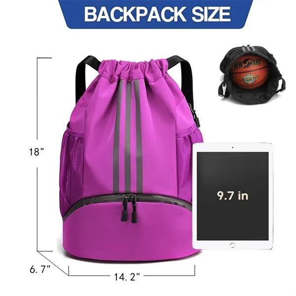 Waterproof Sports Drawstring Backpack with Shoe Compartment