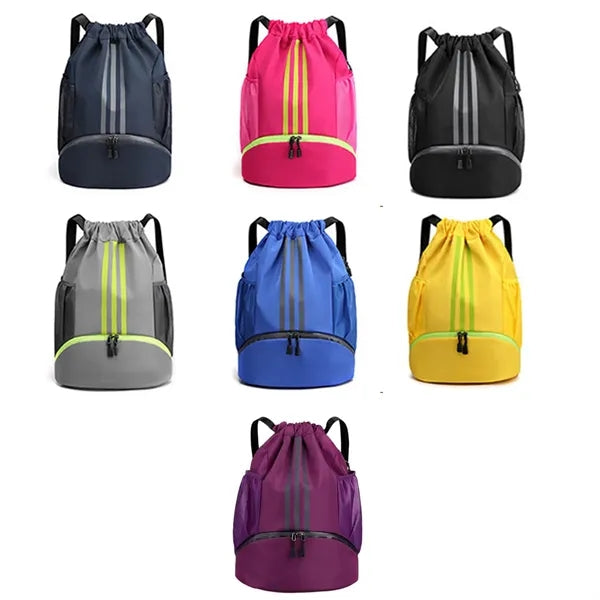 Waterproof Sports Drawstring Backpack with Shoe Compartment