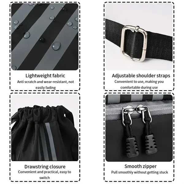 Waterproof Sports Drawstring Backpack with Shoe Compartment