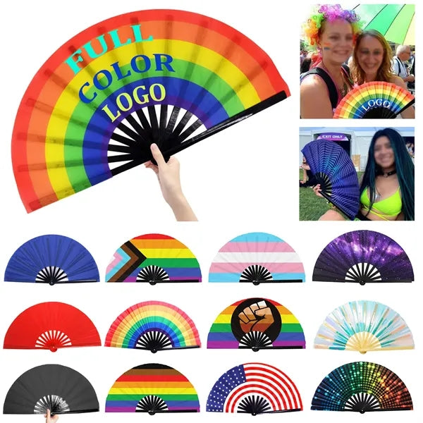 Big Size 13" Bamboo Ribs Fabric Folding Fan