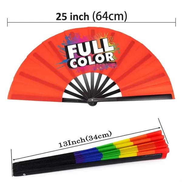Big Size 13" Bamboo Ribs Fabric Folding Fan