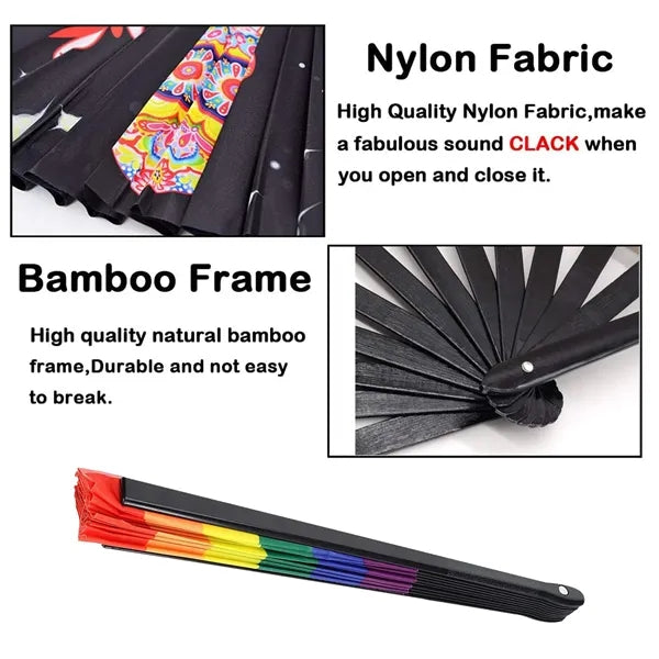 Big Size 13" Bamboo Ribs Fabric Folding Fan
