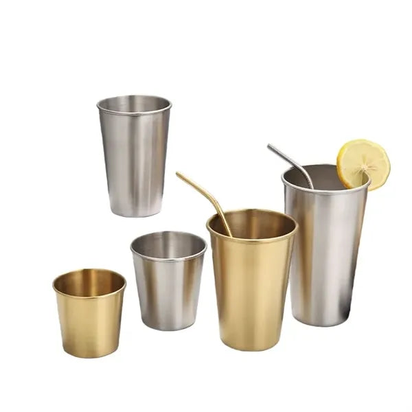 10oz 304 Stainless Steel Single-Layer Straw-Equipped Cup