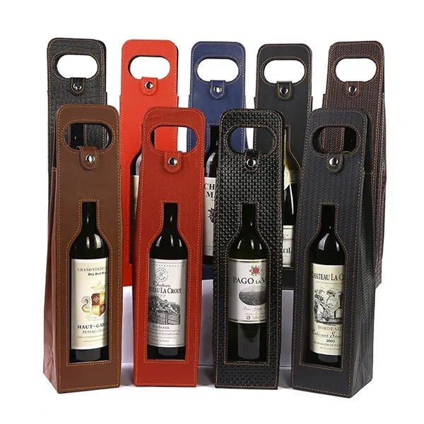 Leather Wine Gift Tote Bag